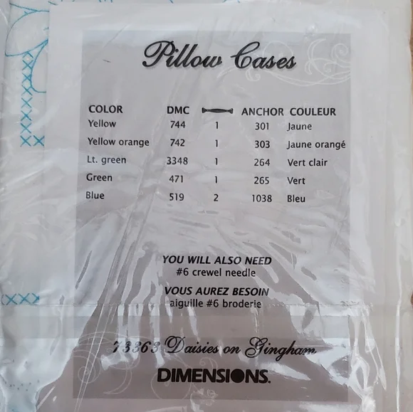 Stamped Cross Stitch Pillowcases with Floral Design - Picture 4 of 4